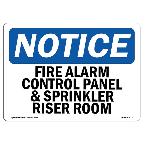 Signmission OSHA Sign, 3.5" H, Fire Alarm Control Panel And Sprinkler Riser Room Sign, Landscape, 10PK OS-NS-D-35-L-12517-10PK